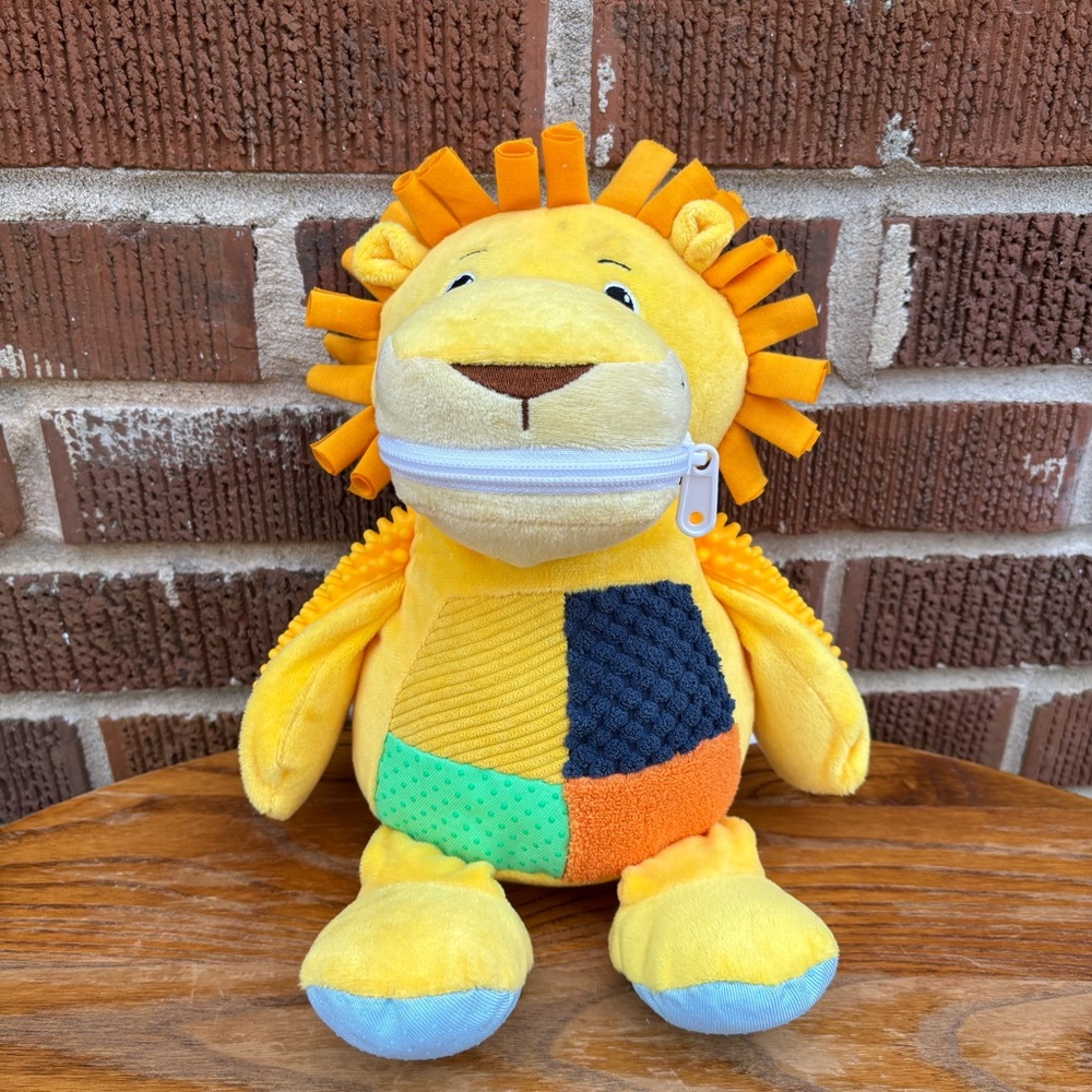 Animal Adventure Yellow LION Zippydude Plush Sensory Zipper Weighted Baby Toy